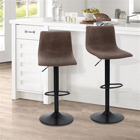 🔥 Cashback up to 70% ALPHA HOME Bar Stools Counter Height Adjustable Bar Chair 360 Degree Swivel Seat Modern Square Pu Leather Kitchen Counter Stools Dining Chairs Set of 2,350 lbs Capacity.Brown