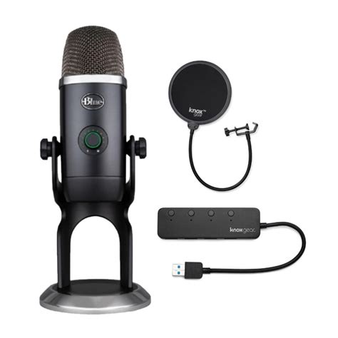 BLUE Microphones Yeti Slate USB Microphone Bundle with Knox Studio Stand, Studio Headphones and Pop Filter (4 Items)