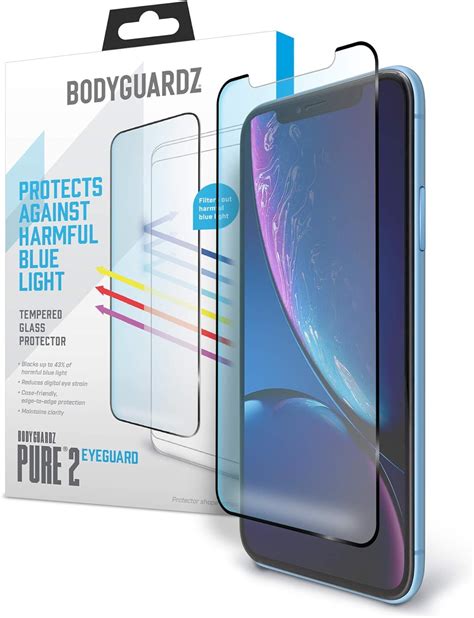 Review Product BodyGuardz - Pure 2 EyeGuard Glass Screen Protector For iPhone 11 Pro Max Blue Light Edge-to-Edge Glass Protector - Case Friendly