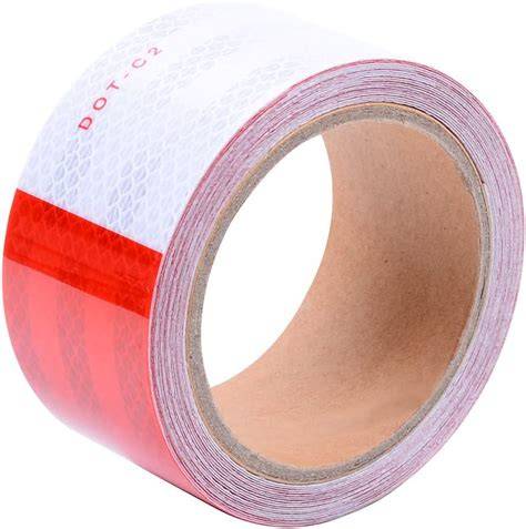 Brightplus 2"x 30' DOT-C2 reflective Tape Waterproof self-adhesive trailer reflector reflective film for trucks,trailers,car,Warning Caution Conspicuity Tape(Red&White) (9m)
