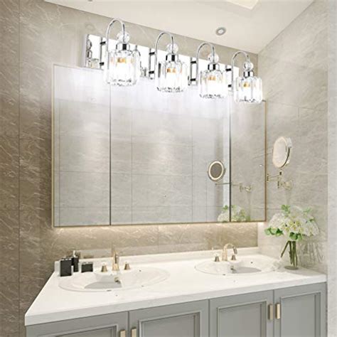 Get Special Price Gris LED Modern Bathroom Vanity Lights Crystal Glass Stainless Steel Bathroom Vanity Lights Fixtures Over Mirror LED Modern Crystal Glass Vanity Lights (3 Lights)