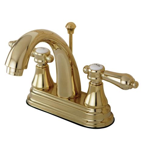 Kingston Brass KS7002AL English Country 4" Centerset Bathroom Faucet, 4-1/2 inch in Spout Reach, Polished Brass