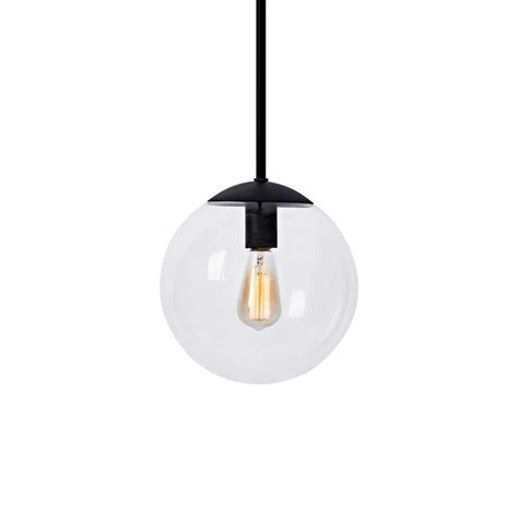 MOTINI Modern Globe Pendant Light in Black Finish with 10" Clear Glass Shade, Adjustable Height Ceiling Hanging Pendant Lighting Fixture for Kitchen Island, Dining Room