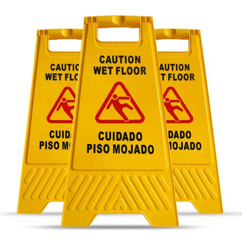 MYSBIKER Caution Wet Floor Sign, 3 Pack Floor Safety Sign, Cuidado Piso Mojado, 2-Sided Fold-Out 6230cm with Both English and Spanish to Avoid Slip &Fall Accident