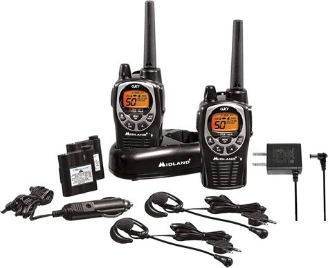 Midland 50 Channel Waterproof GMRS Two-Way Radio - Long Range Walkie Talkie with 142 Privacy Codes, SOS Siren, and NOAA Weather Alerts and Weather Scan (Black/Silver, 3-Pack)