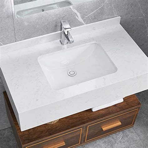 PetusHouse 18x14 Inch Undermount Bathroom Vessel Sink and Pop Up Drain Combo, Oval White Ceramic Bathroom Vessel Vanity Sink Washing Art Basin, Overflow Type