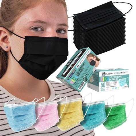 TCP Global Salon World Safety - Kids Face Masks 500 Pk 3-Ply Protective PPE (5 Colors, 100 Each)