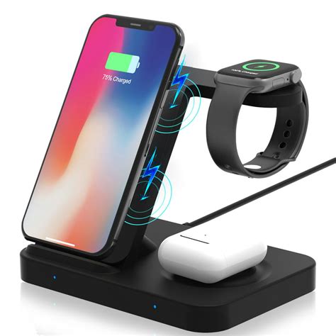 Wireless Charger 3 in 1 Wireless Charging Dock Station for Apple Airpods 2/Pro Fast Wireless Charger Stand for iPhone 11/11 Pro Max/X/XS/XR/8/8 Plus, Compatibility with Apple Watch Series 5/4/3/2/1